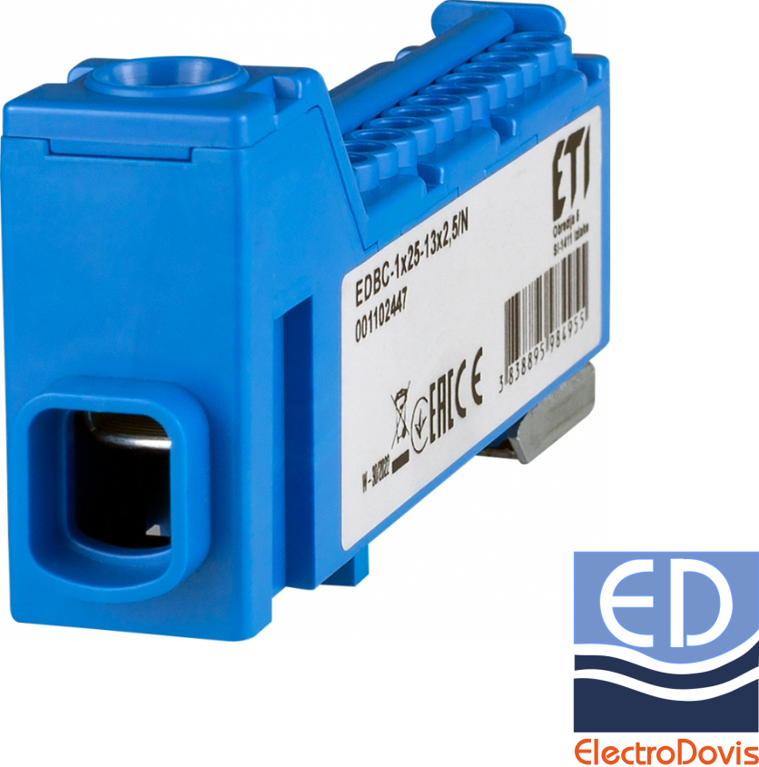BLOC DISTRIBUTIE EDBC 1X25 13X2.5 albastru Eti 001102447