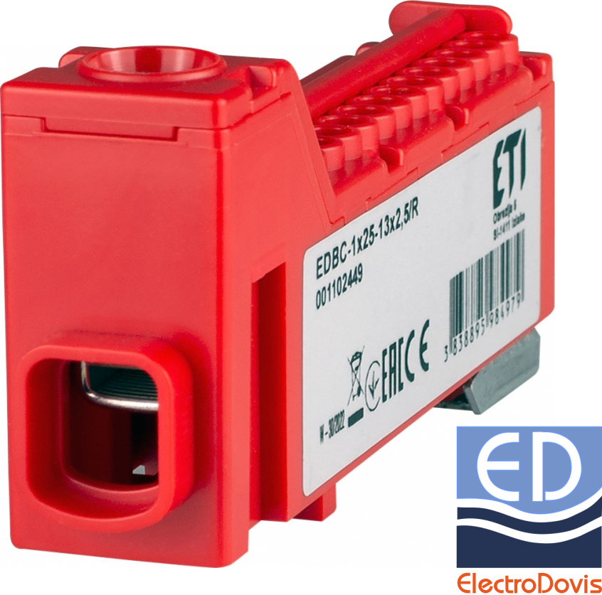 BLOC DISTRIBUTIE EDBC 1X25 13X2.5 rosu Eti 001102449