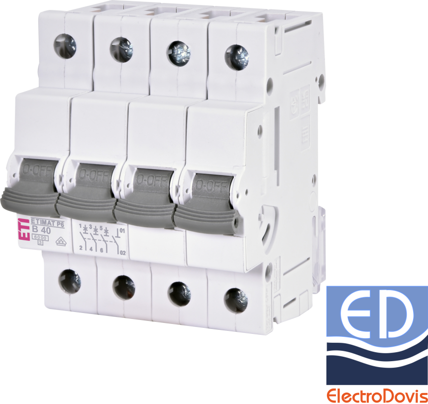 Întrerupător automat tetrapolar ETI 40A curba B 6kA 3p+N 001900414 NOU
