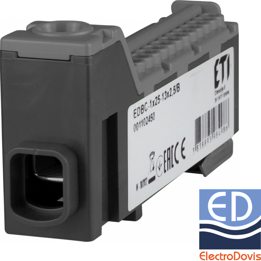 BLOC DISTRIBUTIE EDBC 1X25 13X2.5 negru Eti 001102450