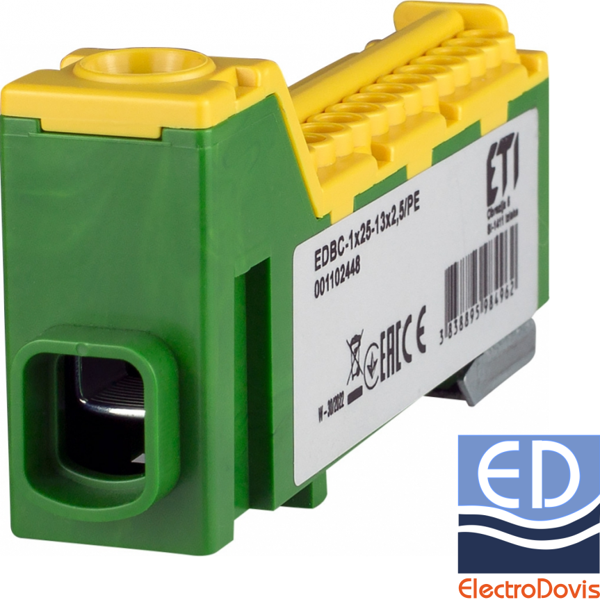 BLOC DISTRIBUTIE EDBC 1X25 13X2.5 verde-galben Eti 001102448