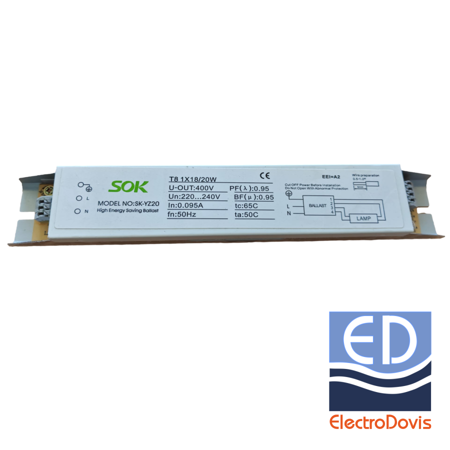 BALLAST ELECTRONIC 1X18W SOK
