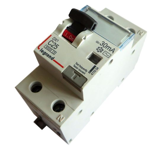 Întrerupător diferențial 1P+N 25A/ 30mA RCBO tip AC curba C 6kA Legrand - 411004