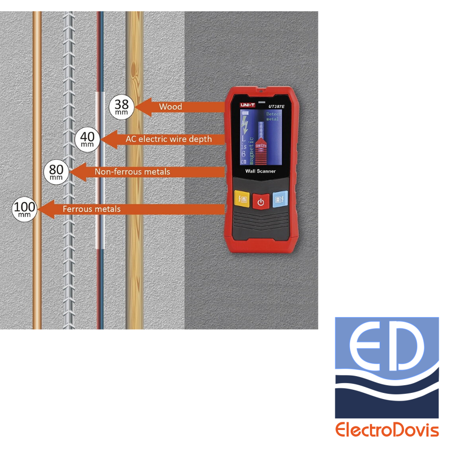 DETECTOR LEMN METALE SI TENSIUNE FARA CONTACT UT387E UNI-T