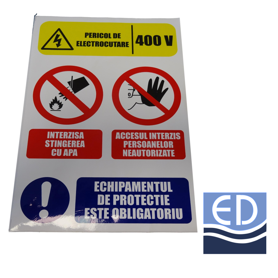 ETICHETA AVERTIZARE 20x30 400V pericol de electrocutare (set 4 pictograme) 92896