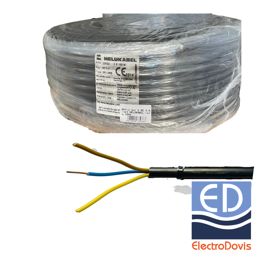 NYY-J 3x1,5 RE 0,6/1kV HELUKABEL rola 100m