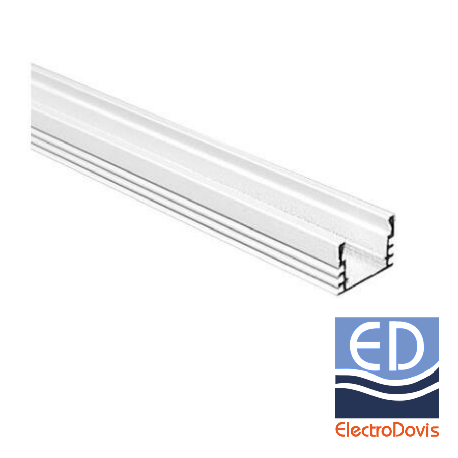 PROFIL ALUMINIU aparent adanc pentru banda led maxim 11mm 2m ALB 30-0550020