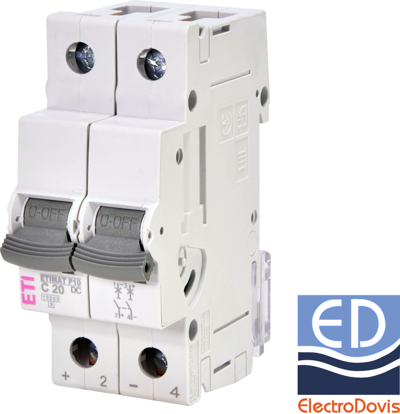 Întrerupător automat bipolar DC 20A 10kA 440V Eti 001903231