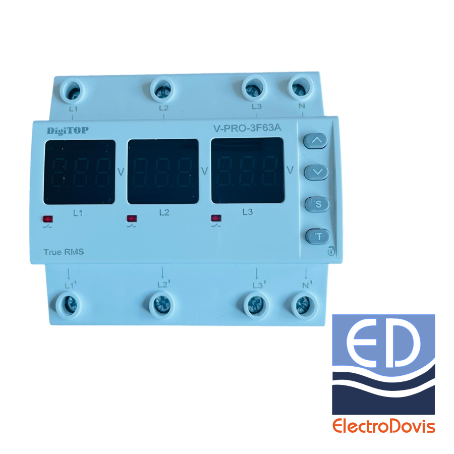 RELEU PROT tensiune trifazat (include contactor) V-PRO-3F63A Digitop
