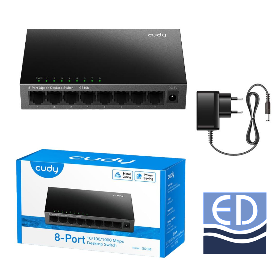 SWITCH 8 porturi Gigabit GS108 Cudy carcasa metalica