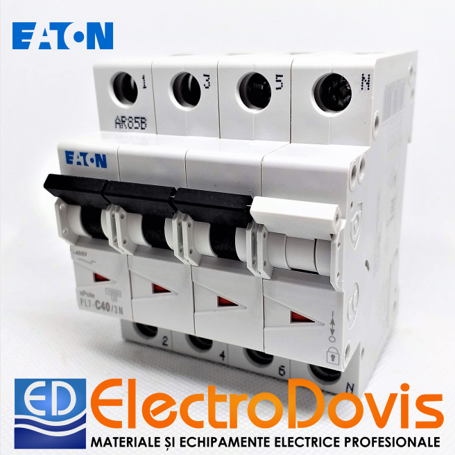 Întrerupător automat tetrapolar PL7 40A C40/3N 10kA Eaton
