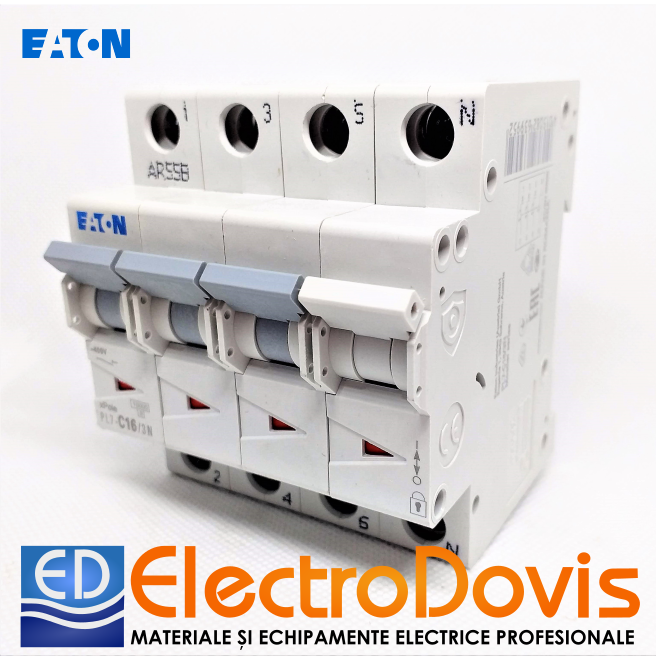 Întrerupător automat tetrapolar PL7 16A C16/3N 10kA Eaton