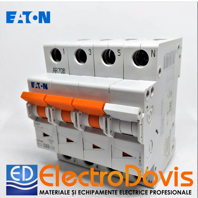 Întrerupător automat tetrapolar PL7 63A C63/3N 10kA Eaton