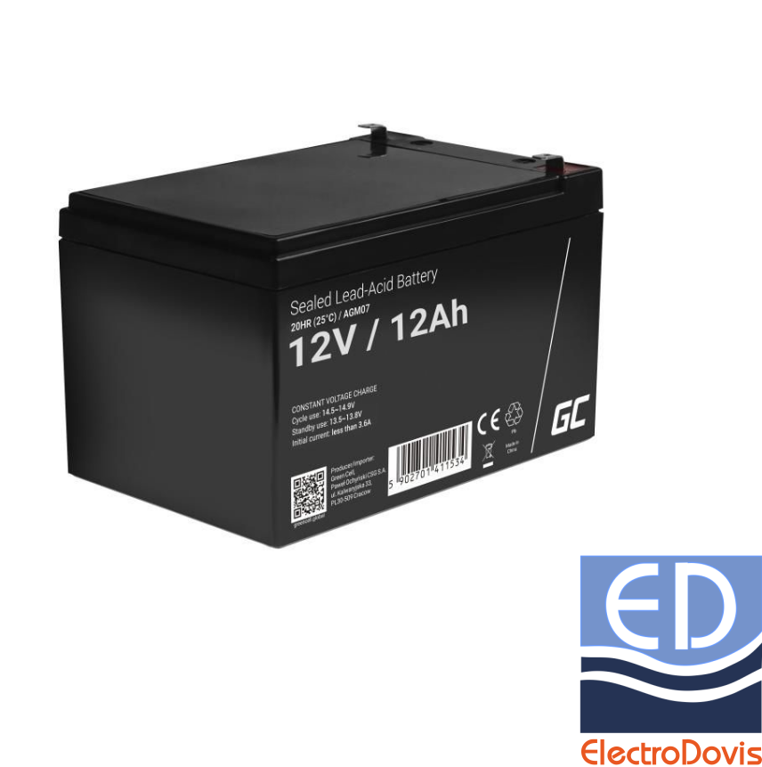 ACUMULATOR CU PLUMB 7.2A/12V cu borna tip F2 GreenCell