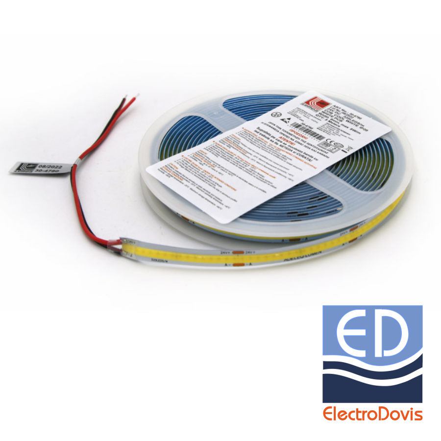 BANDA LED LCOB 24V IP20 8W/m lumină rece 8mm 5m 880lm/m 30-4780 Lumen