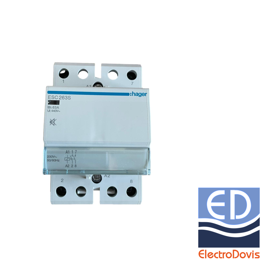 CONTACTOR 63A/2POLI 230V AC ESC263S HAGER silentios