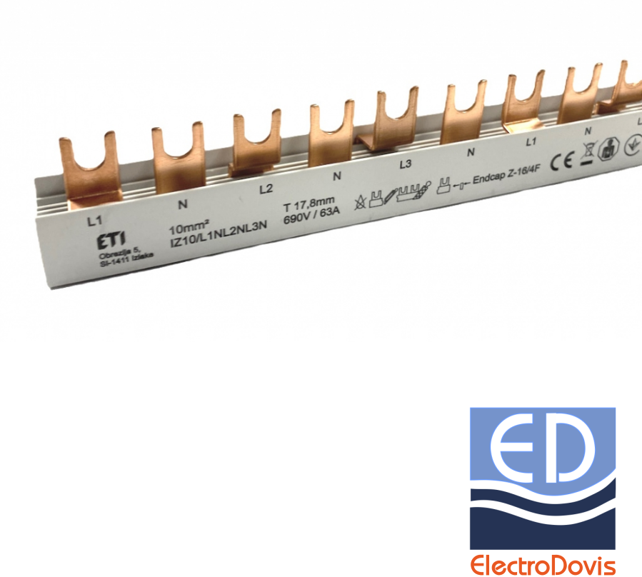 BARETA siguranțe automate 1N/2N/3N 4poli 10mmp 1M furca (pentru 27 diferentiale) Eti 002921279