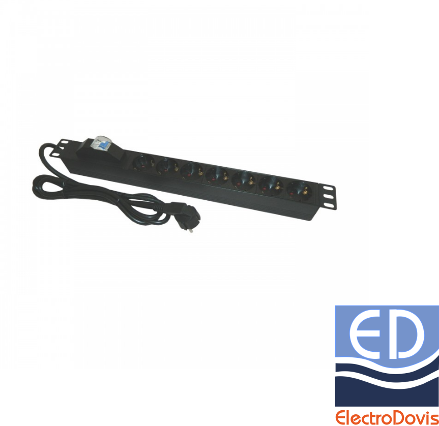 DISTRIBUITOR tensiune pentru rack 19" 7xSchuko + siguranta 16A, cablu 2m