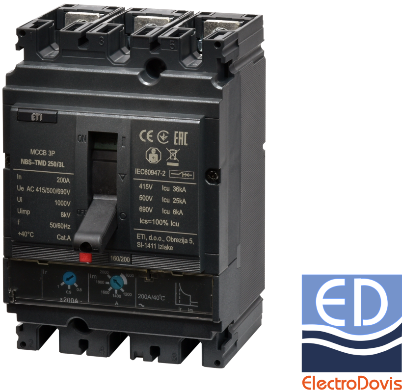USOL 200A NBS-TMD 250/3L 36kA 3P ETI 004673071
