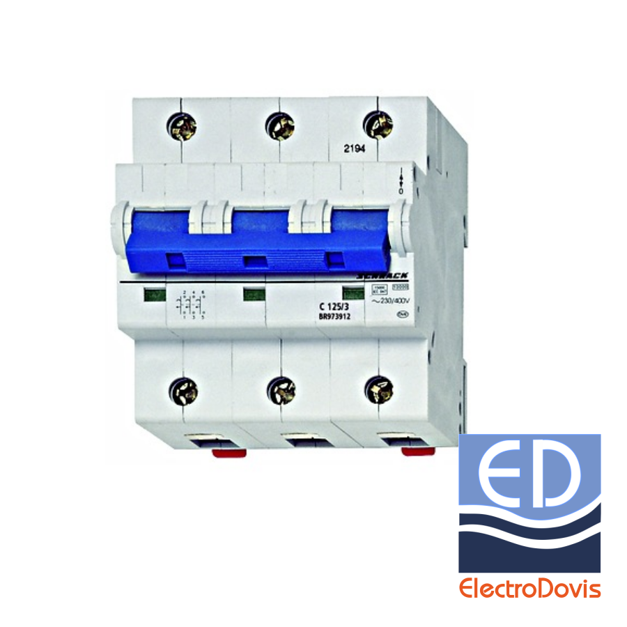 Întrerupător automat tripolar 3P 125A C 10kA BR973912 Schrack