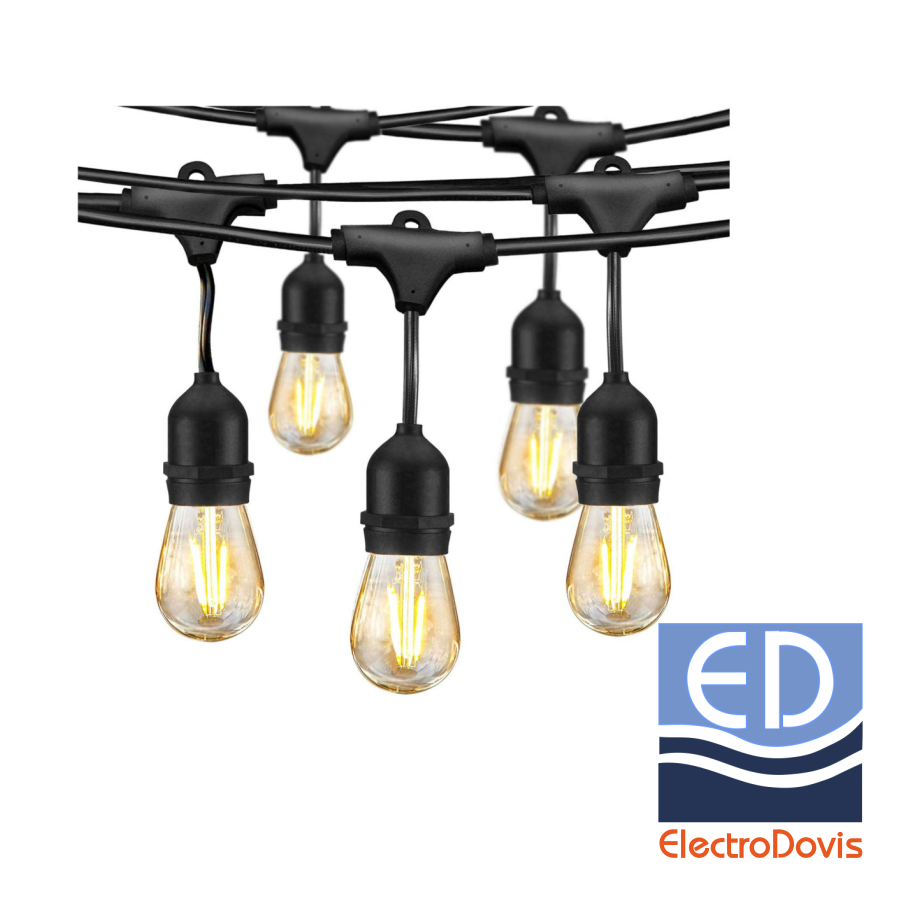 GHIRLANDA luminoasa extensibila cu dulii 10xE27 neagra 10m 15-2075100
