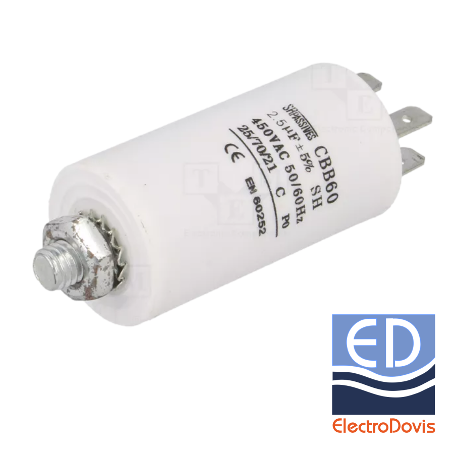 CONDENSATOR 2.5µF CU BORNE pentru MOTOR 450V SR PASSIVES