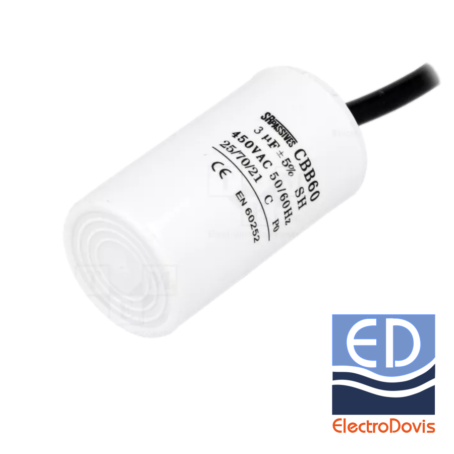 CONDENSATOR 3µF CU FIR pentru MOTOR 450V SR PASSIVES