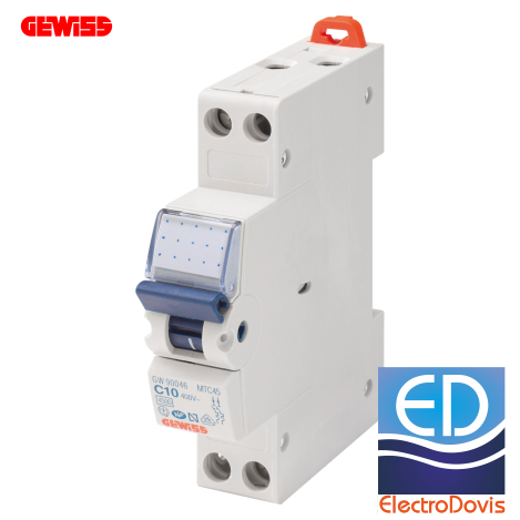 Întrerupător automat F+N GEWISS curba C 10A 4.5kA GW90026