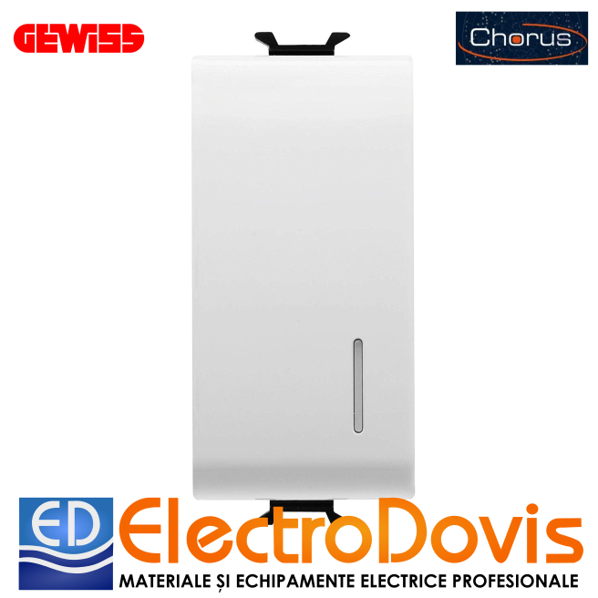 Întrerupător 16A 1P ALB iluminabil Chorus GW10002