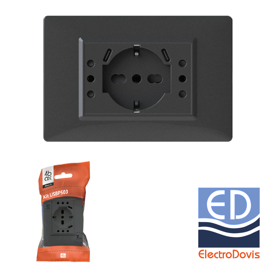 PRIZA 16A 5in1 USB 15W kit cu suport si rama Antracit 4BUSBP503KIT.AN Finder