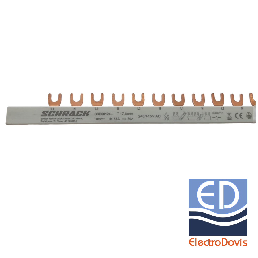 BARETA siguranțe automate 1N/2N/3N 4poli 10mmp 1M furca Schrack (pentru diferentiale) NOU BSB00124
