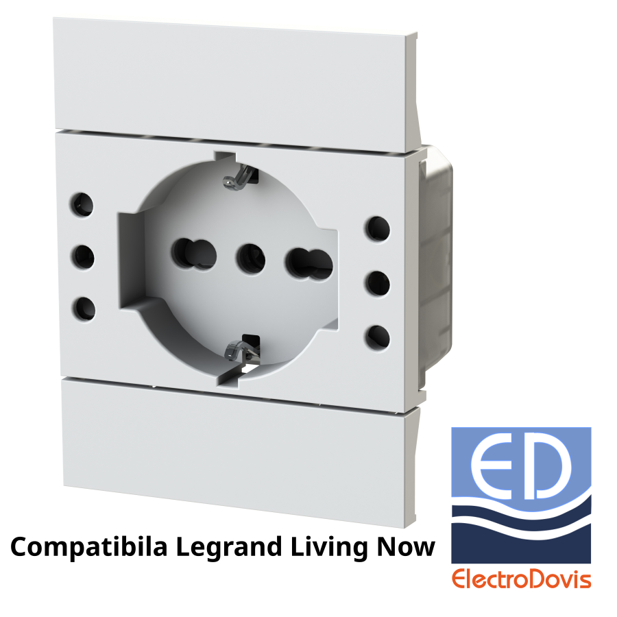 PRIZA 16A 3in1 Alba compatibila LivingNow 4BP503KW Finder