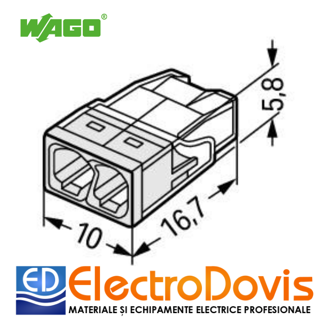 CLEMA RAPIDA 2273-202 - 2x2,5mmp (cablu masiv) WAGO