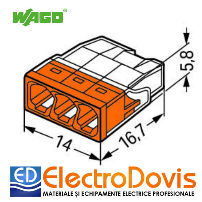 CLEMA RAPIDA 2273-203 - 3x2,5mmp (cablu masiv) WAGO