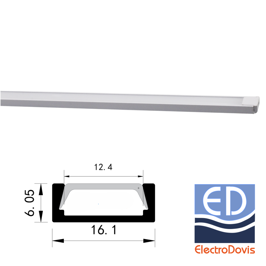 PROFIL ALUMINIU + DISPERSOR mat aparent pentru banda led maxim 12mm 2m ALB 30-1550209