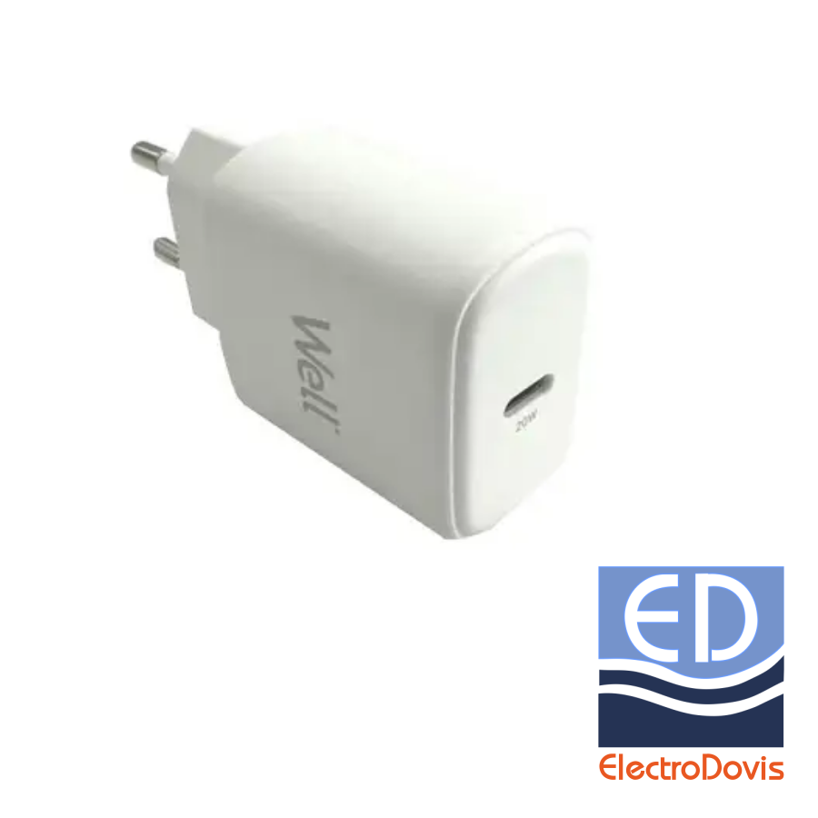 INCARCATOR DE RETEA 1xUSB-C 20W ALB Well