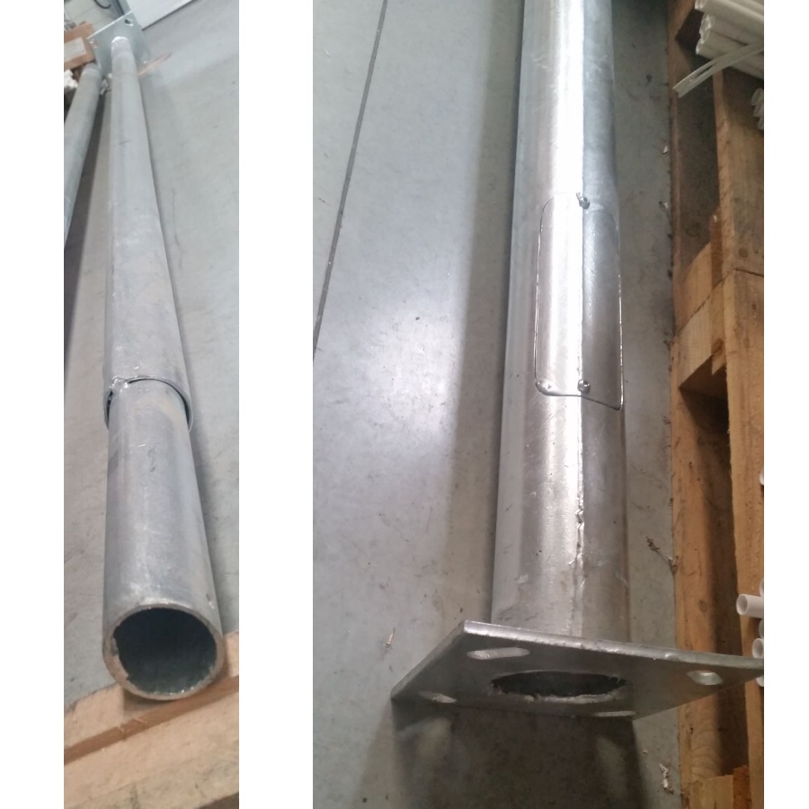 STALP octogonală DIN OTEL GALVANIZAT 6M cu flansa si buloane, capat de Ø60