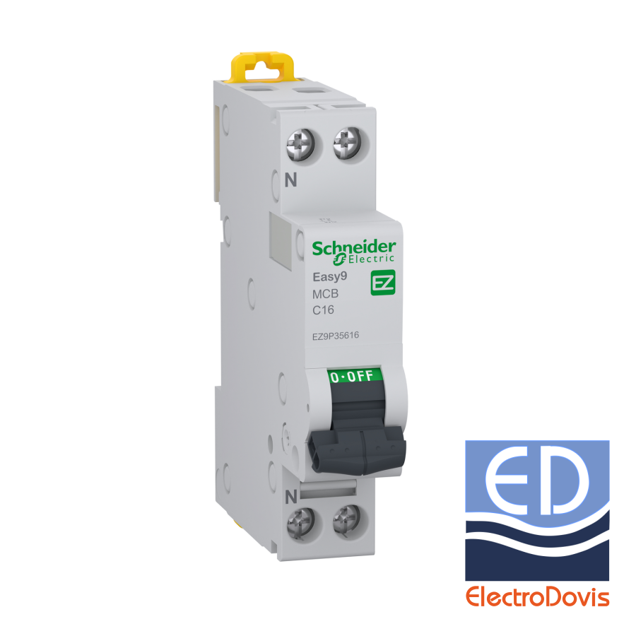 Întrerupător automat F+N EZ9 curba C 16A 6kA Schneider EZ9P35616