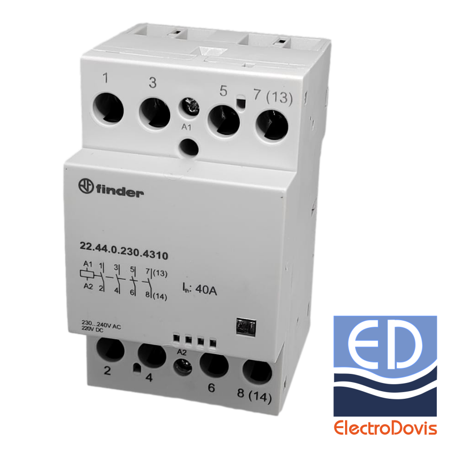 CONTACTOR 40A 4ND 230V AC/DC 22.44.0.230.4310 Finder